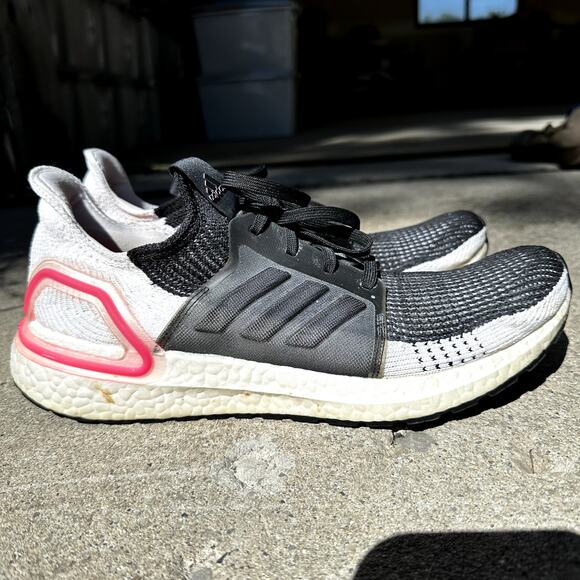Adidas Ultraboost 19 Running Shoes Athletic Active Knitted Pink Black White 11 - Picture 3 of 7